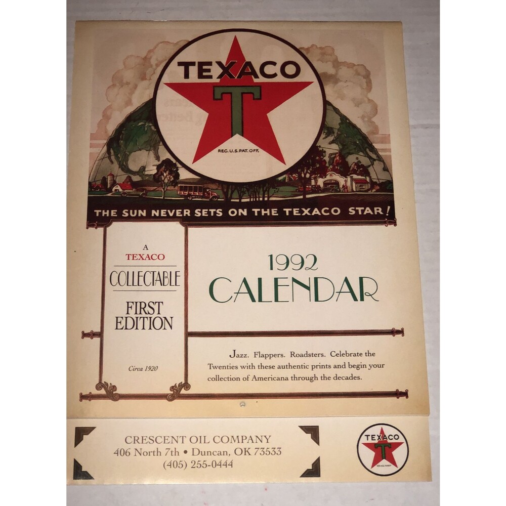 vintage Texaco star1992 calendar through the decades New old stock